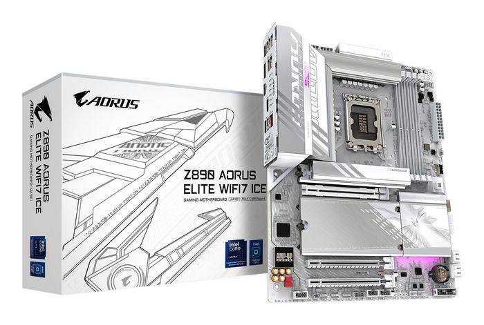 Gigabyte Z890 AORUS ELITE WIFI7 ICE Motherboard - Supports Intel Core Ultra (Series 2) CPUs, 16+1+2 phases VRM, up to 8600MHz DDR5 (OC), 1xPCIe 5.0 + 3xPCIe 4.0, Wi-Fi 7, 2.5GbE LAN, Thunderbolt 4