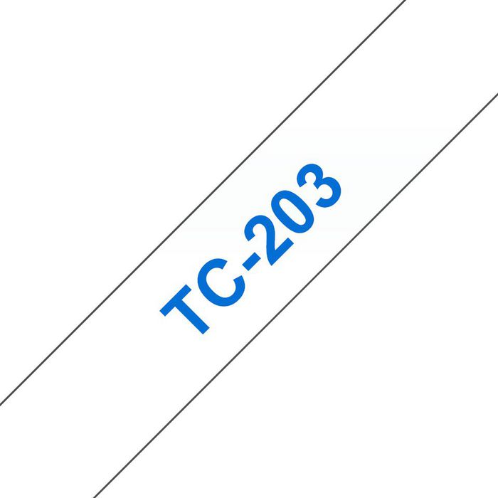 Brother Laminated Labelling Tape, 12mm, 7.7 m, Bue on White