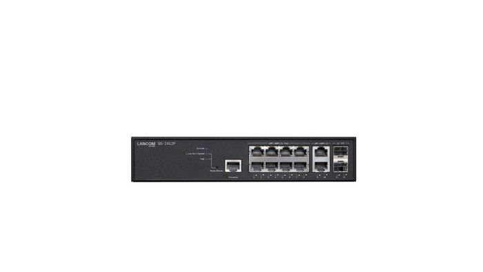 Lancom Systems 24 GBit/s, 10x 1G LAN (8x IEEE 802.3at PoE-Ports), 2x SFP, 220 x 45 x 242 mm, 2.35 kg