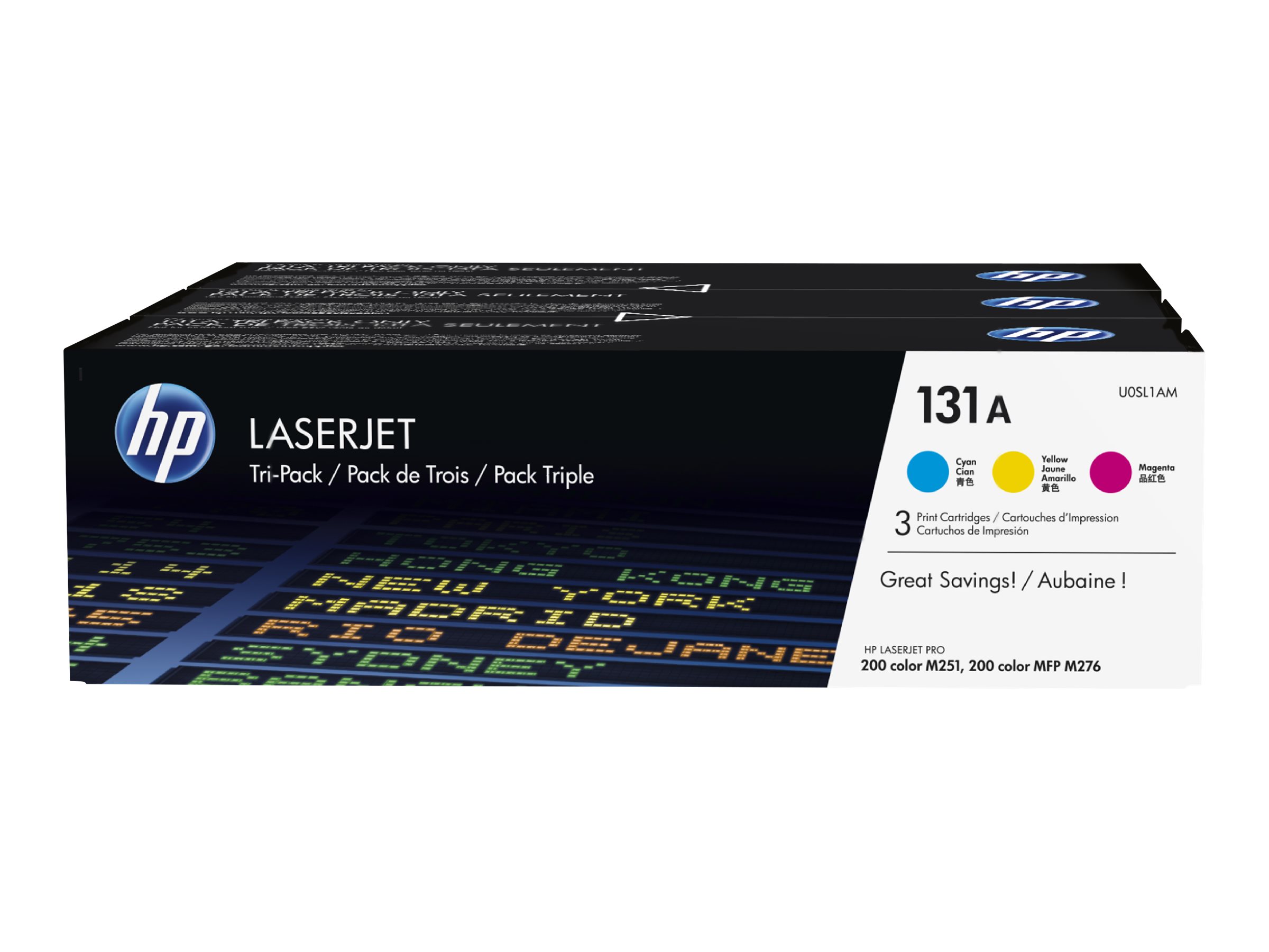 HP 131A 3-pack Cyan/Magenta/Yellow Original LaserJet Toner Cartridges