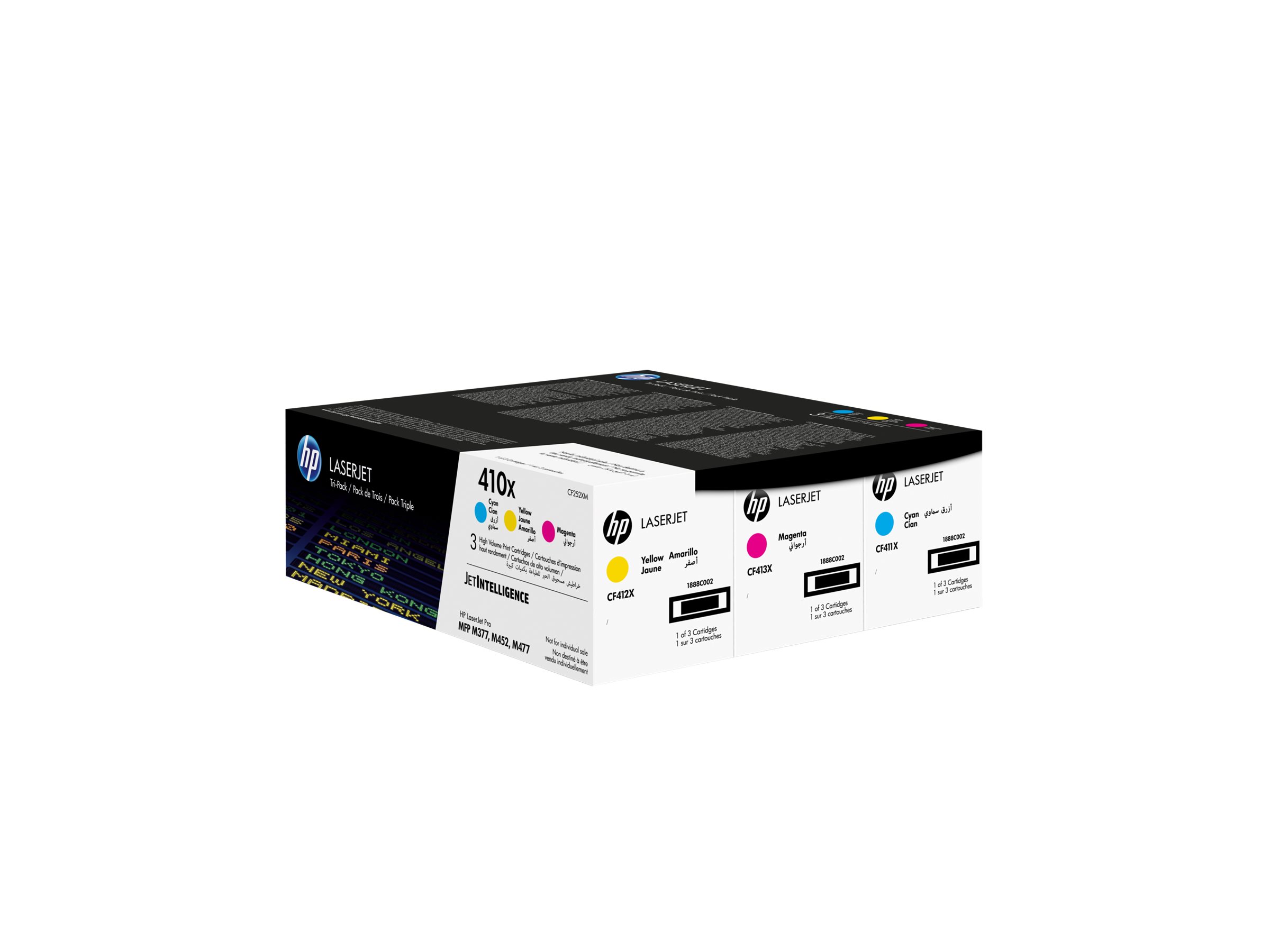 HP 410X 3-pack High Yield Cyan/Magenta/Yellow Original LaserJet Toner Cartridges