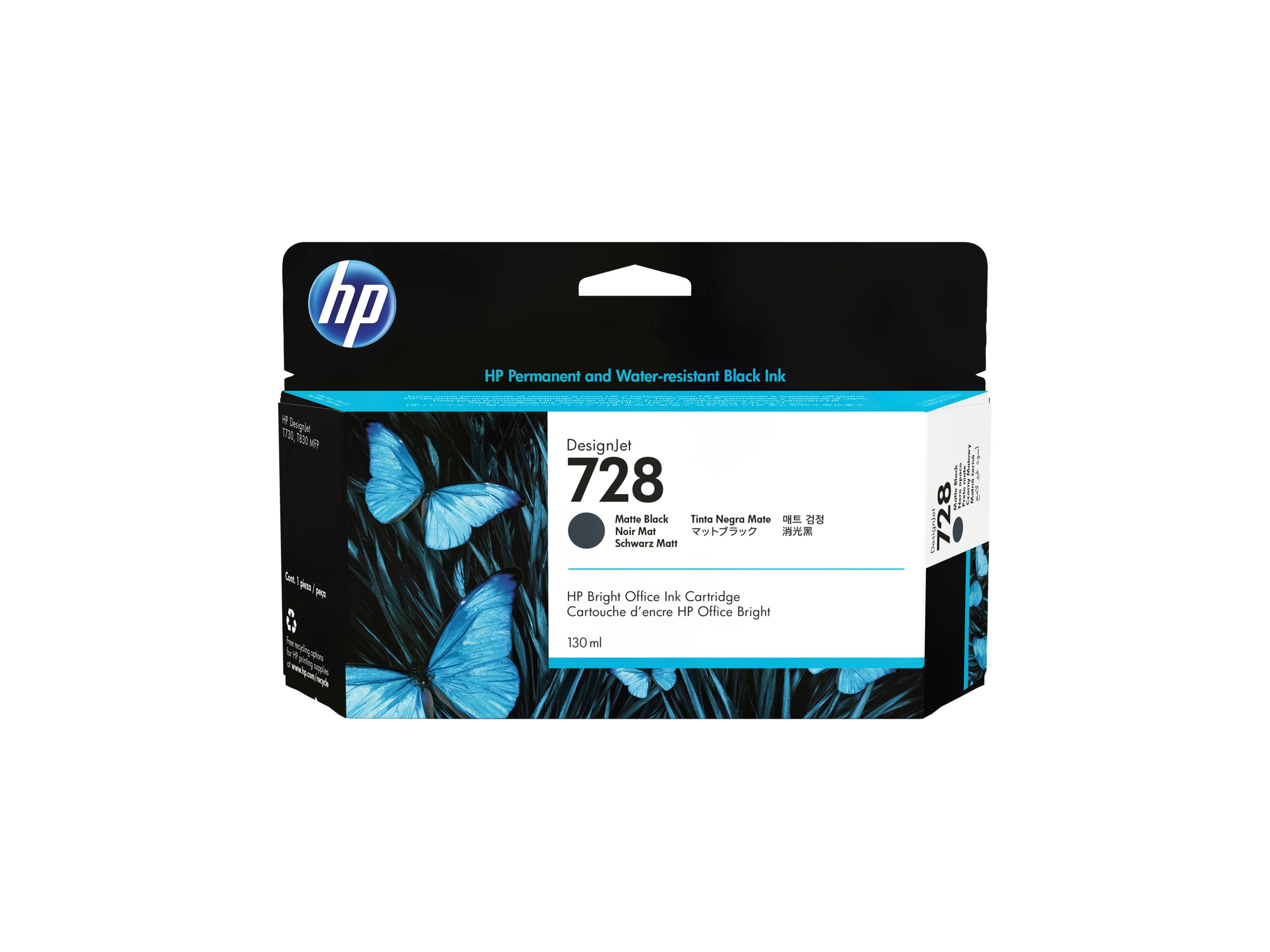 HP 728 130-ml Matte Black DesignJet Ink Cartridge