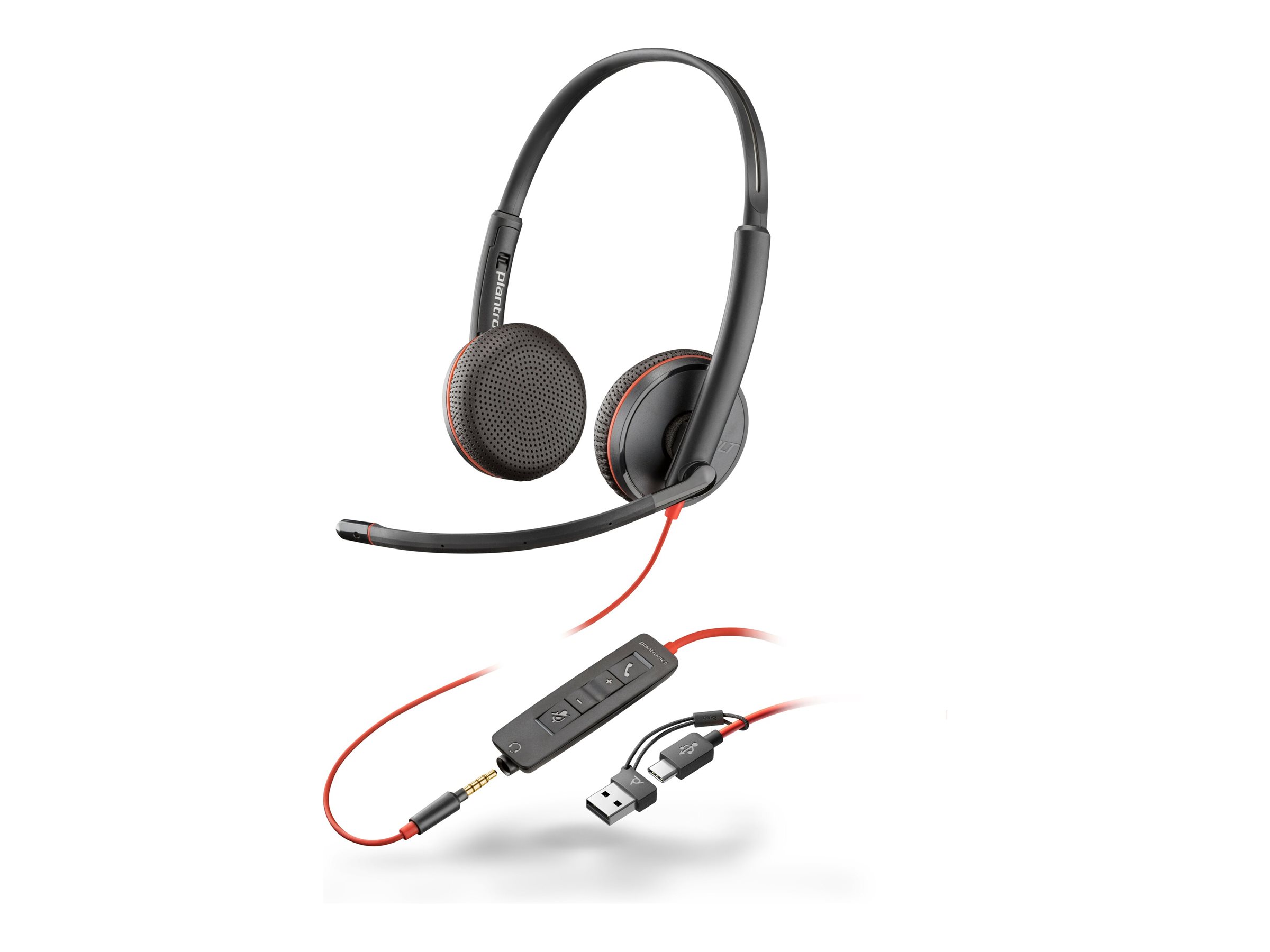 HP Poly Blackwire 3225 Stereo USB-C Headset +3.5mm Plug +USB-C/A Adapter (Bulk)