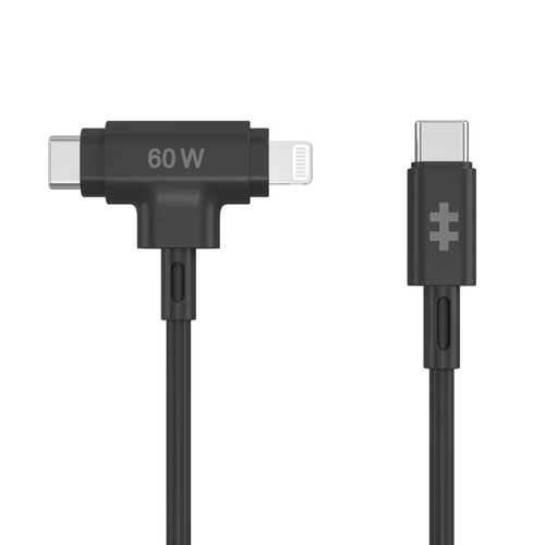 HYPER JUICE 60W HYBRID CABLE BL USB-C TO USB-C AND LIGHTNING