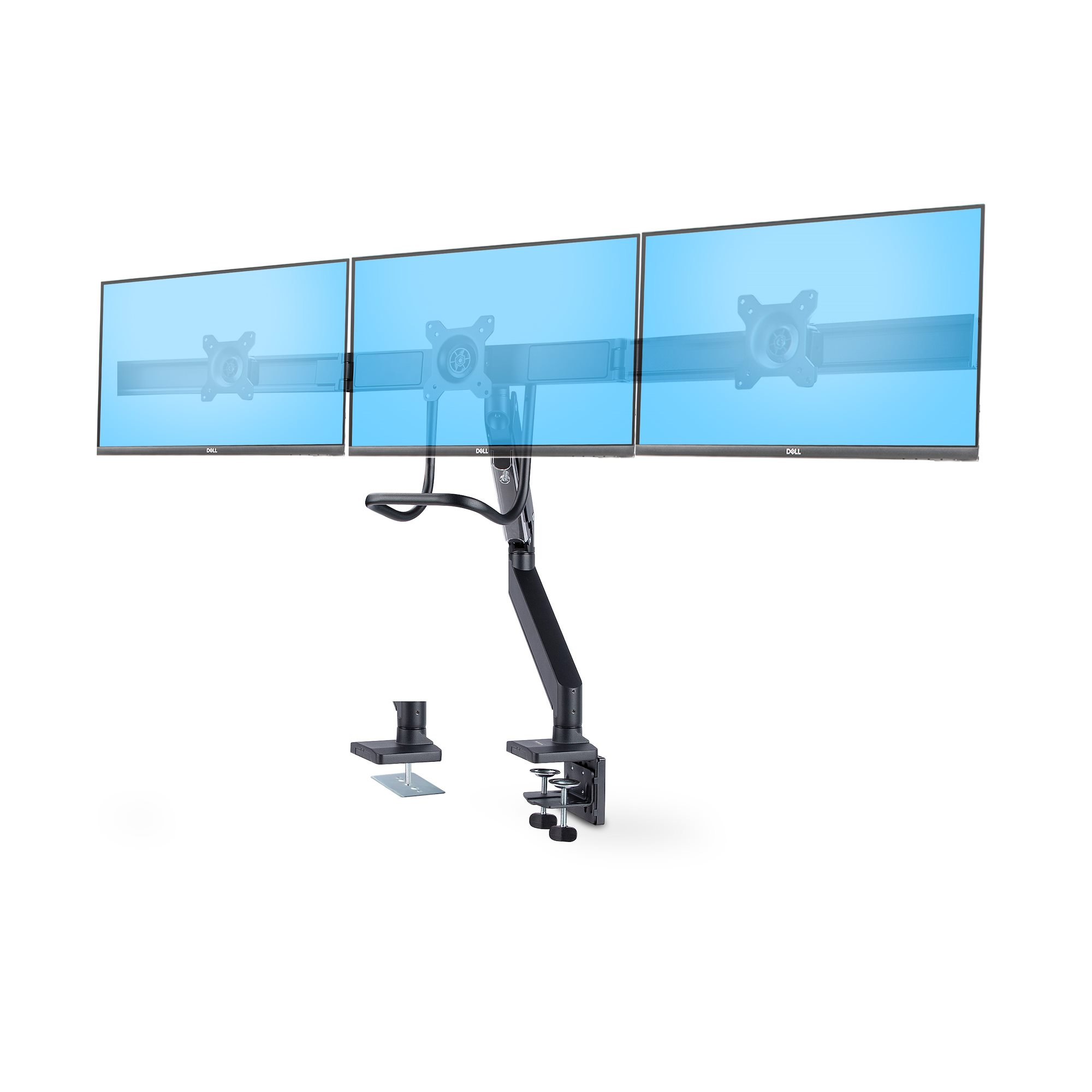 Startech Crossbar Triple Monitor Desk Mount, VESA 75x75/100x100 mounting kit - adjustable arm - for 3 LCD screens - triple monitor mount - black