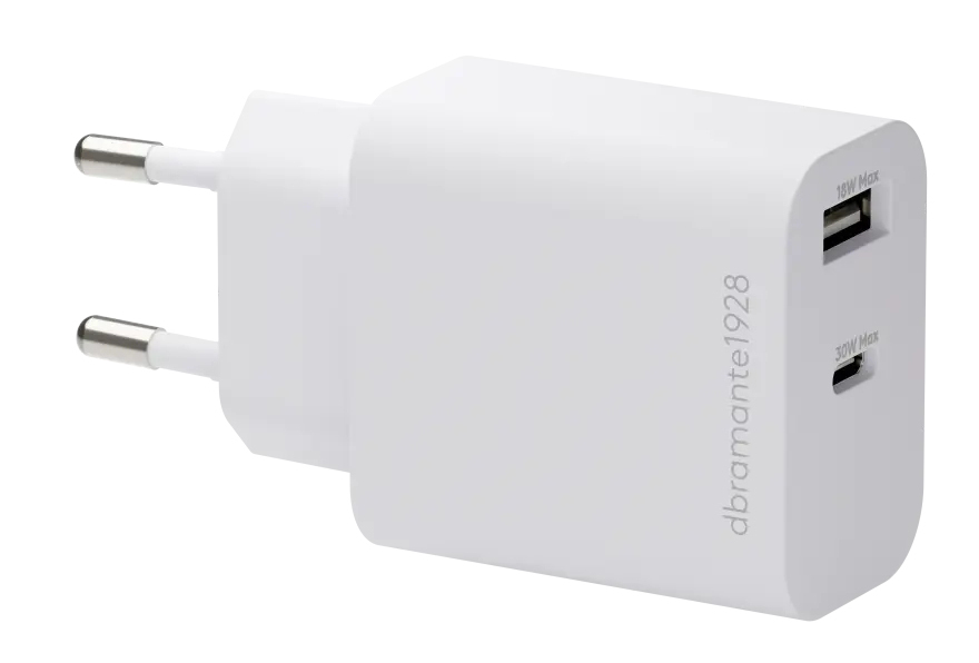 EU Wall Charger USB-C 30W+USB-A 18W WHT