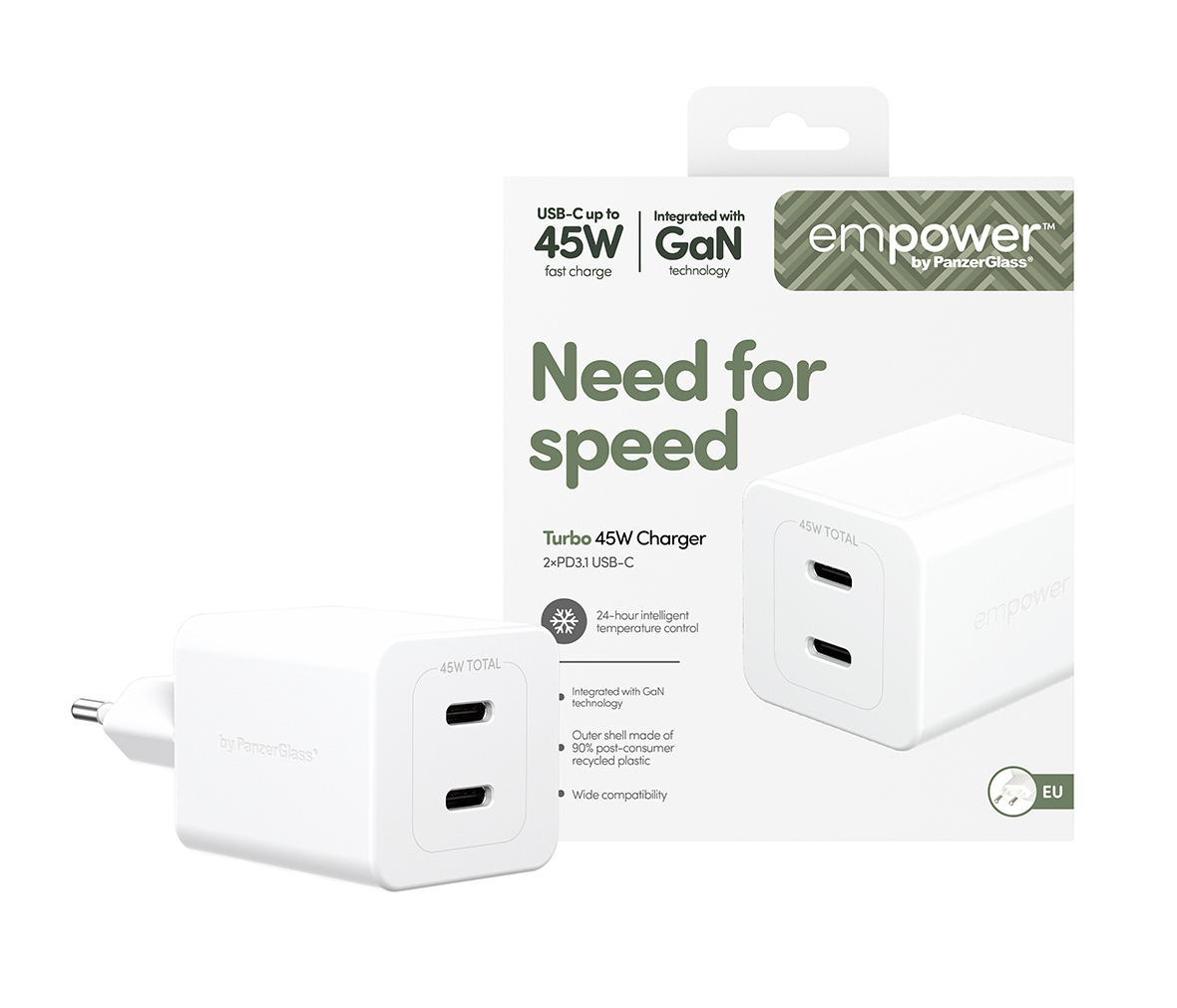 nabije?ka Turbo GaN 45W 2x USB-C bila