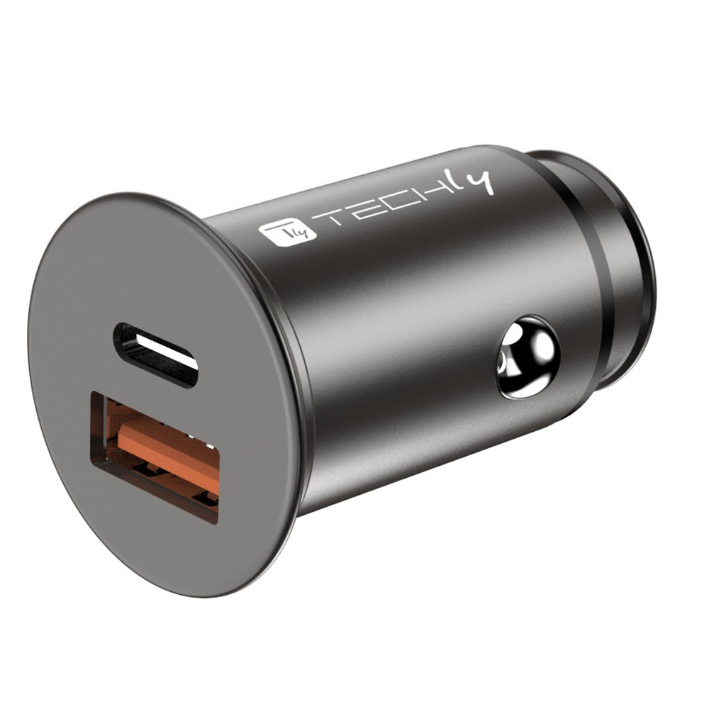Ladowarka Techly Techly Samochodowa Szybka Mini Ladowarka USB-C/A 38W 3A 5-12V