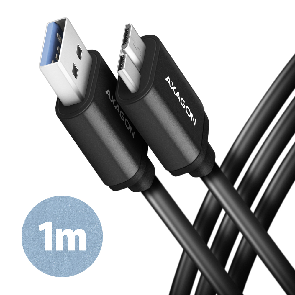 Axagon BUMM3-AM10AB USB-kabel USB 3.2 Gen 1 (3.1 Gen 1) 1 m Micro-USB B USB A Sort