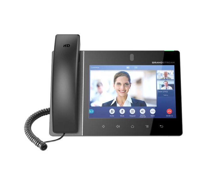 Grandstream GXV3380, 16 lines, 8" 1280x800 IPS LCD, 2 MP CMOS, Bluetooth 4.2 + EDR, RJ-9, USB, HDMI, Wi-Fi, 2x RJ-45, PoE/PoE+, Android 7.0