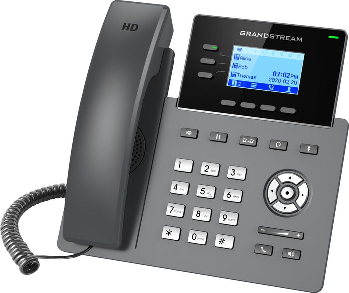 Grandstream 132 x 64 (2.48’’), RJ9 headset jack, QoS, 10/100/1000 Mbps Ethernet ports, PoE, 100-240VAC 50-60Hz, 214mm (L) x 206mm (W) x 68mm (H)