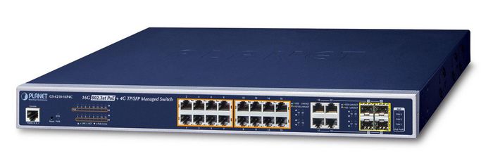 Planet 16-Port 10/100/1000T 802.3at PoE + 4-Port Gigabit TP/SFP Combo Managed Switch