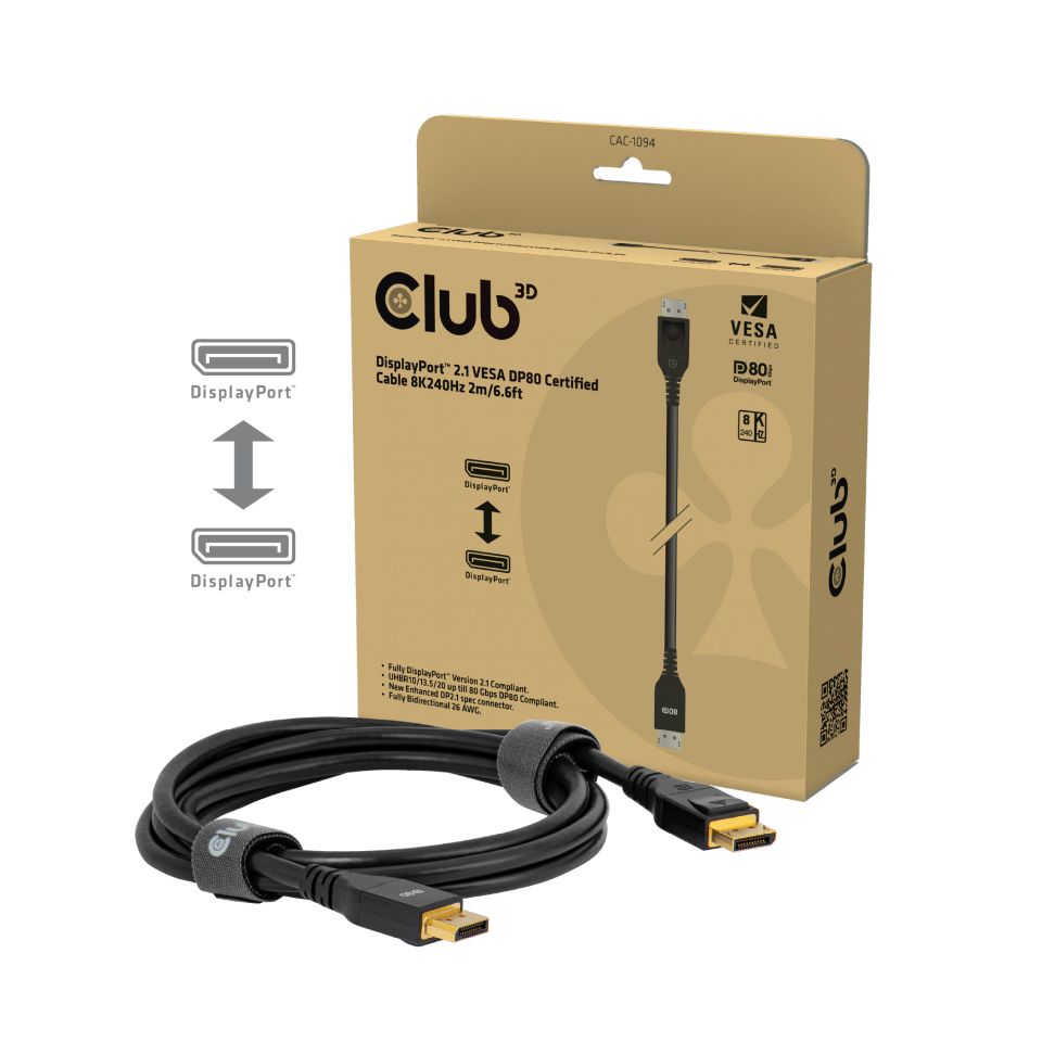 Kabel Video DisplayPort 1.4 HBR3 8K60Hz ST/ST 2,0m *Club3D*