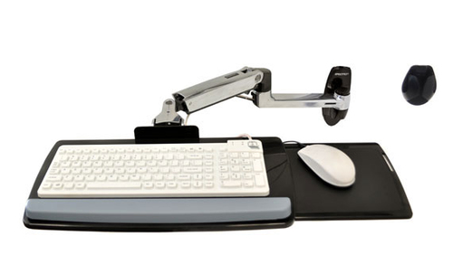 KEYBOARD ARM WITH 9IN EXTN WALL MOUNT POLISHED ALUMINIUM