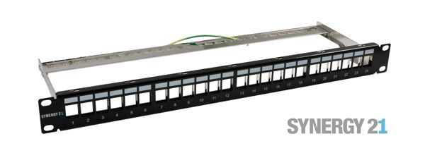 Keystone, module carrier, 19" patch panel for 24xTP module, 1U (t152mm), black, Synergy 21