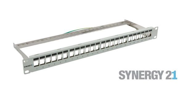 Keystone, module carrier, 19" patch panel for 24xTP module, 1U (t152mm), light gray, Synergy 21
