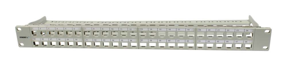 Keystone, module carrier, 19" patch panel for 48xTP module, 1U (t95mm), light gray, Synergy 21
