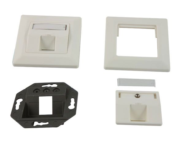 Keystone, module carrier, flush-mounted boxes for 1xTP module, pure white, Synergy 21