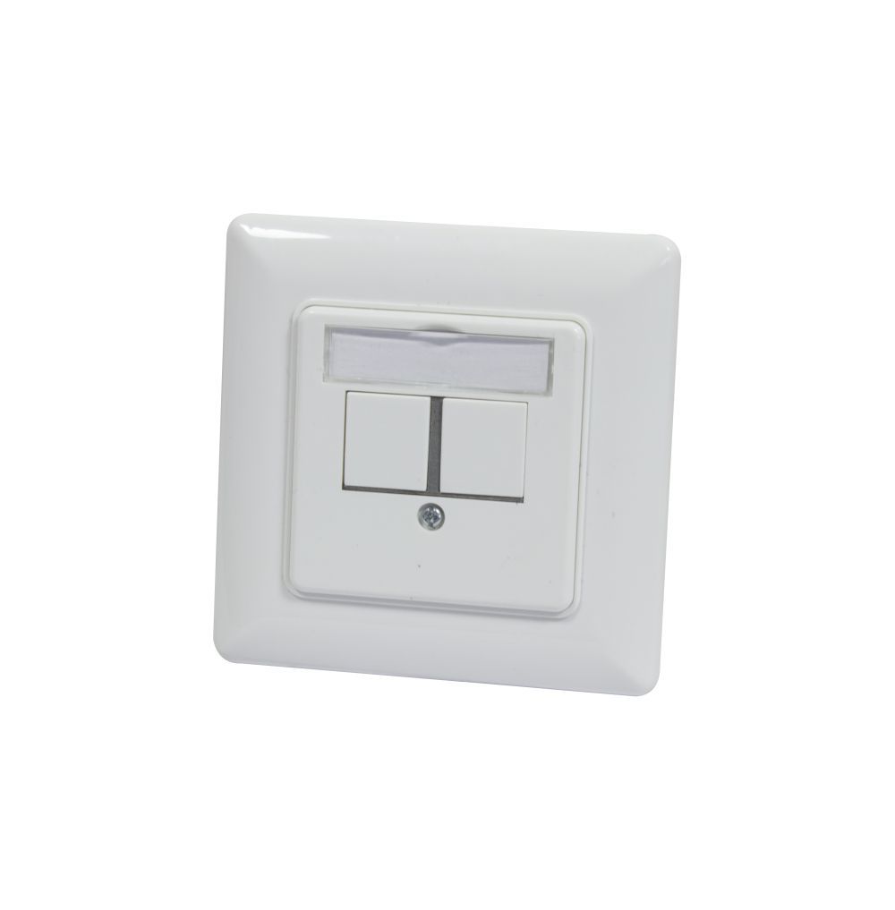 Keystone, module carrier, flush-mounted boxes for 2xTP module, pure white, 180 degrees, Synergy 21