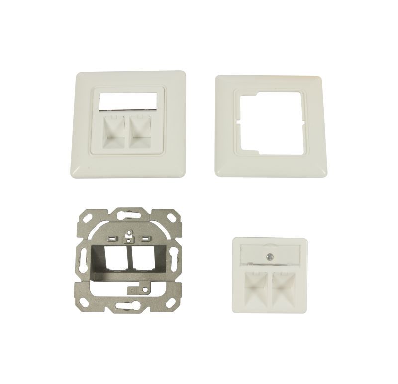 Keystone, module carrier, flush-mounted boxes for 2xTP module, pure white, Synergy 21
