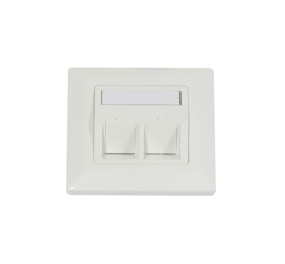 Keystone, module carrier, flush-mounted boxes for 2xTP modules, pure white, square outer frame, Synergy 21