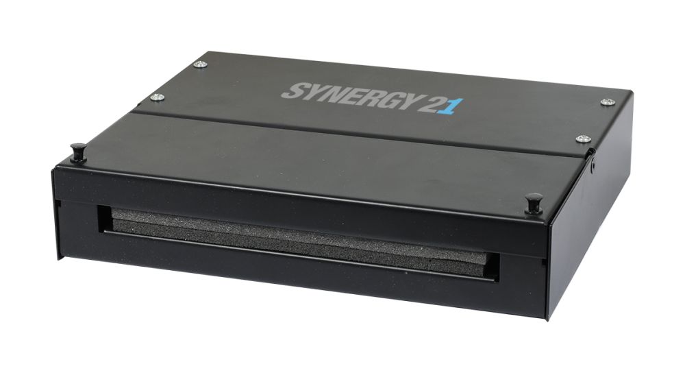 Keystone, module carrier, patch panel for 12x TP module, surface-mounted, metal folding box (Consolidation Point Box), black, Synergy 21