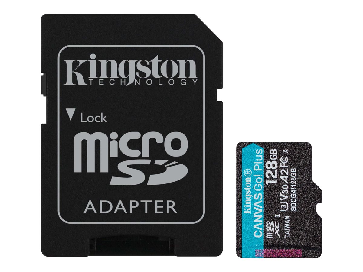 Kingston Technology 128GB microSDXC Canvas Go Plus Gen4 200MB/s A2 U3 V30 Card + Adapter