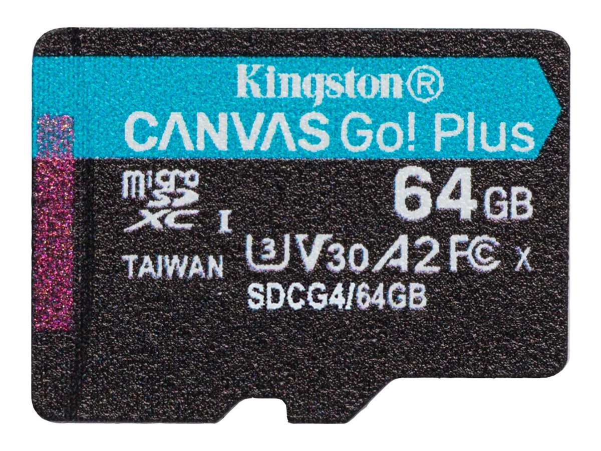 Kingston Technology 64GB microSDXC Canvas Go Plus Gen4 200R A2 U3 Single Pack w/o ADP