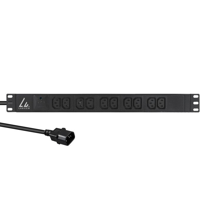 Lanview 19" rack mount power strip, 2m, 13A with 10 x C13 outlets