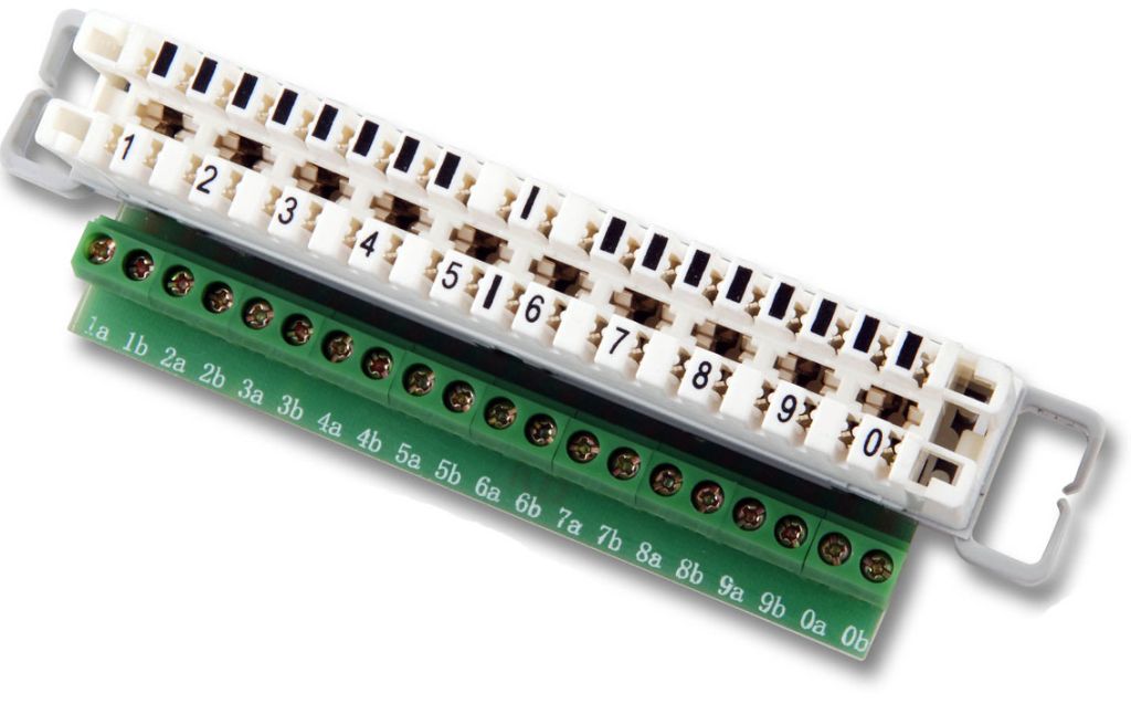 LSA+ TK LSA connection strip 2/10 to 10 DA, with 20 screw connectors