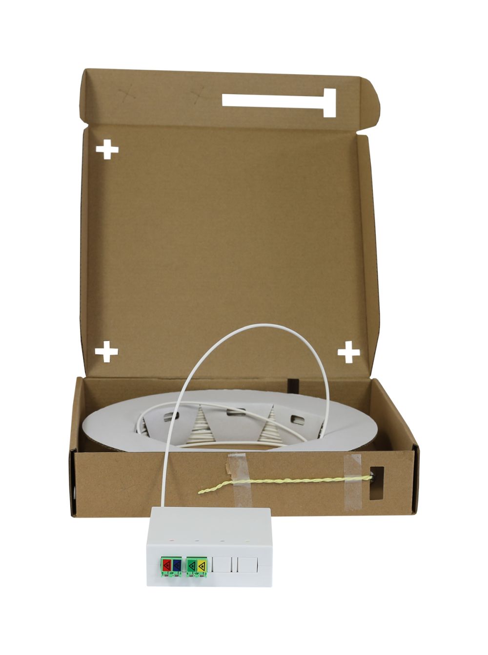 FTTH Compact Box vorkonfektioniert 4xLCAPC open End 60m 9125u G657A2 4Faser OD22mm Synergy 21