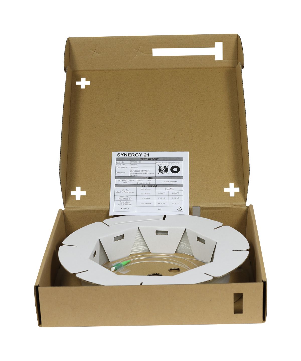 LWLFTTHKabel 1G transparent OS2 G657A2 09mm 250m Vorkonfektionierte LCAPC Stecker Synergy 21