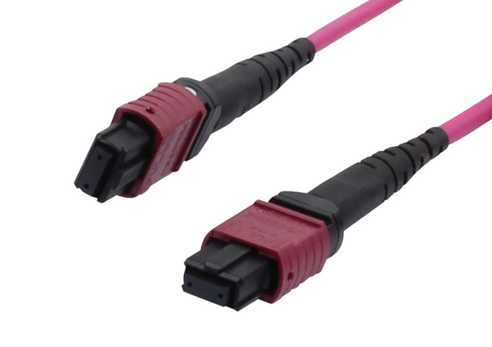 LWL-MTP-Female patch cable OM4 LowLoss(ELite), 12 fibers, type B crossed, heather violet, 0.5m, Synergy 21