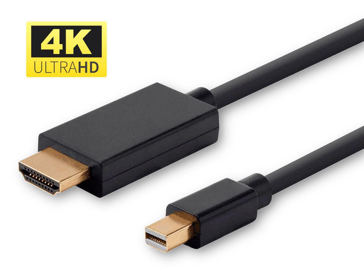 Microconnect MDPHDMI3B-4K video cable adapter 3 m Mini DisplayPort HDMI Type A (Standard) Black
