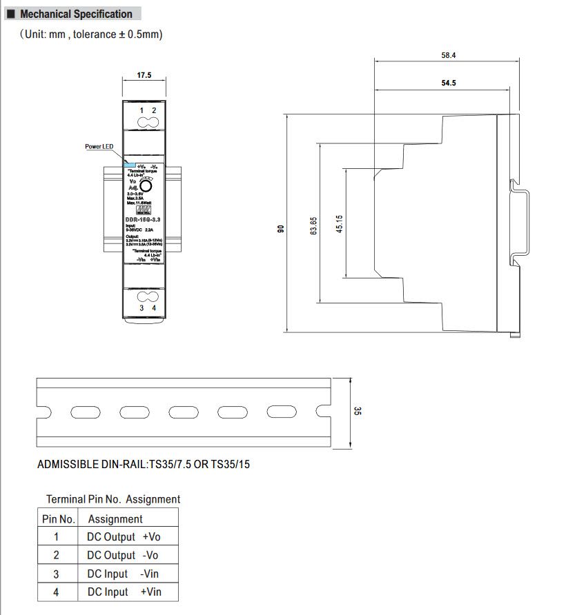MEAN WELL DDR-15L-24 Strømforsyningsadapter 15W