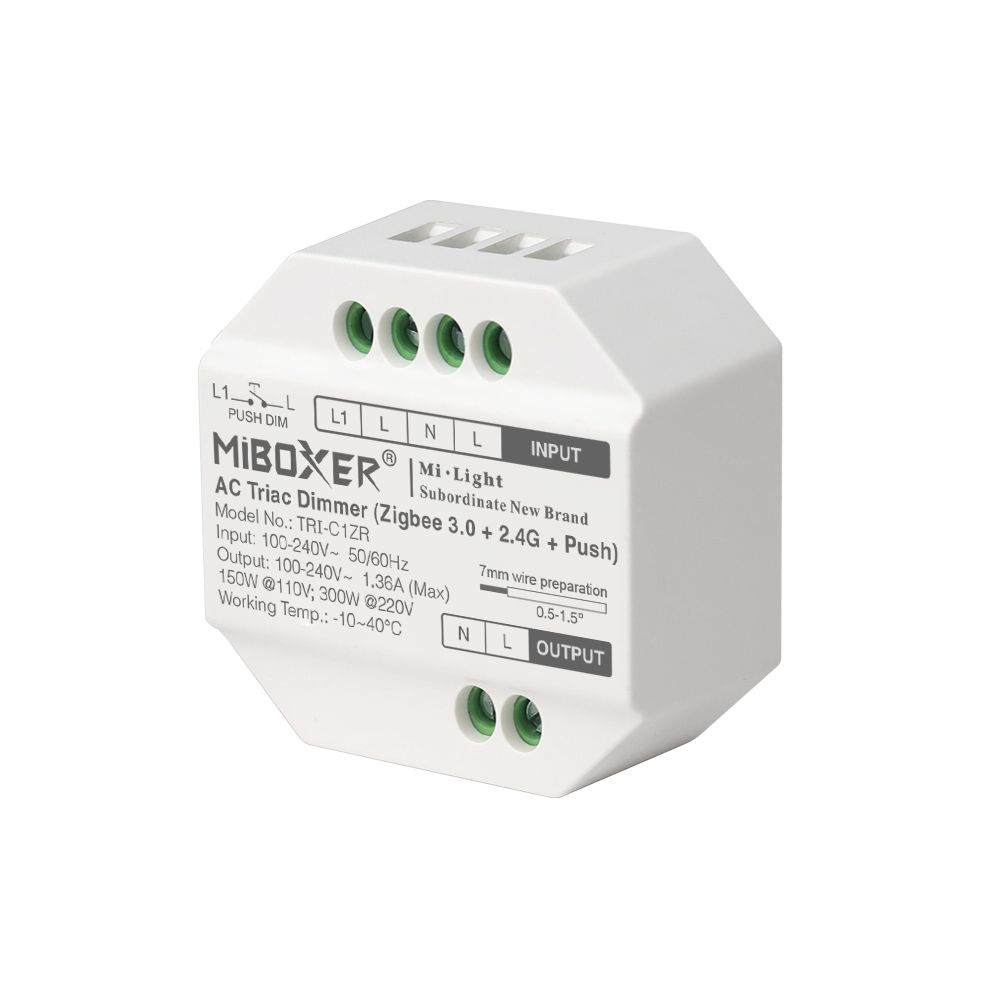 MiBoxer TRI-C1ZR LED Dimmer Controller AC TRIAC Zigbee 3.0+2,4G+Push