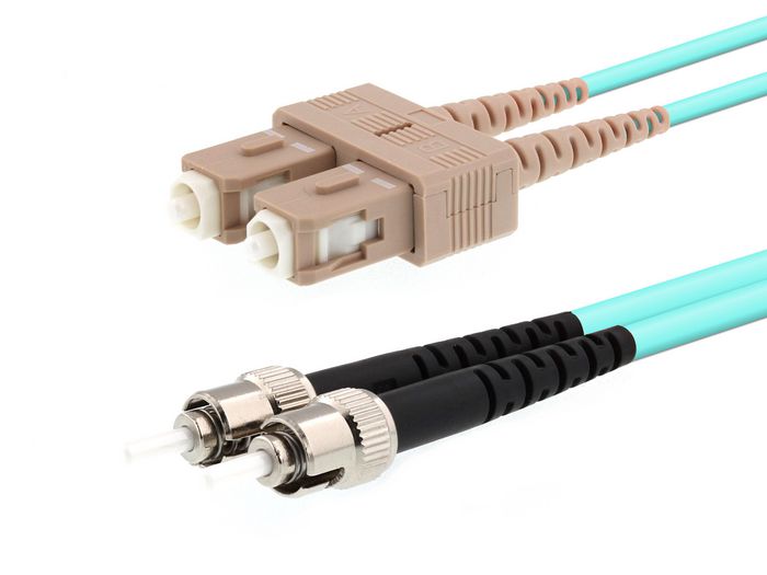 MicroConnect Optical Fibre Cable, ST-SC, Multimode, Duplex, OM3 (Aqua Blue), 2m