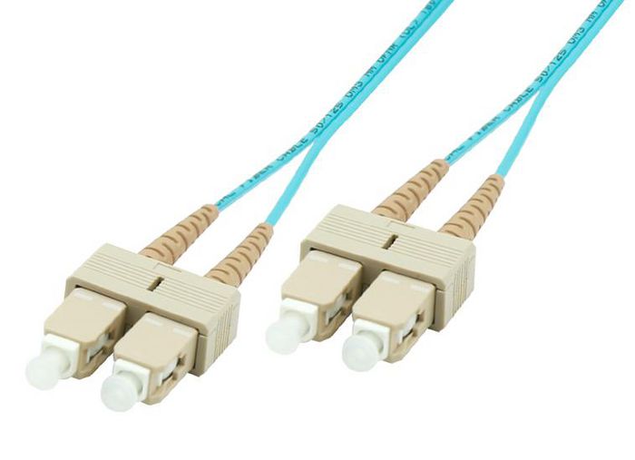 MicroConnect Optical Fibre Cable, SC-SC, Multimode, Duplex, OM3 (Aqua Blue), 2m