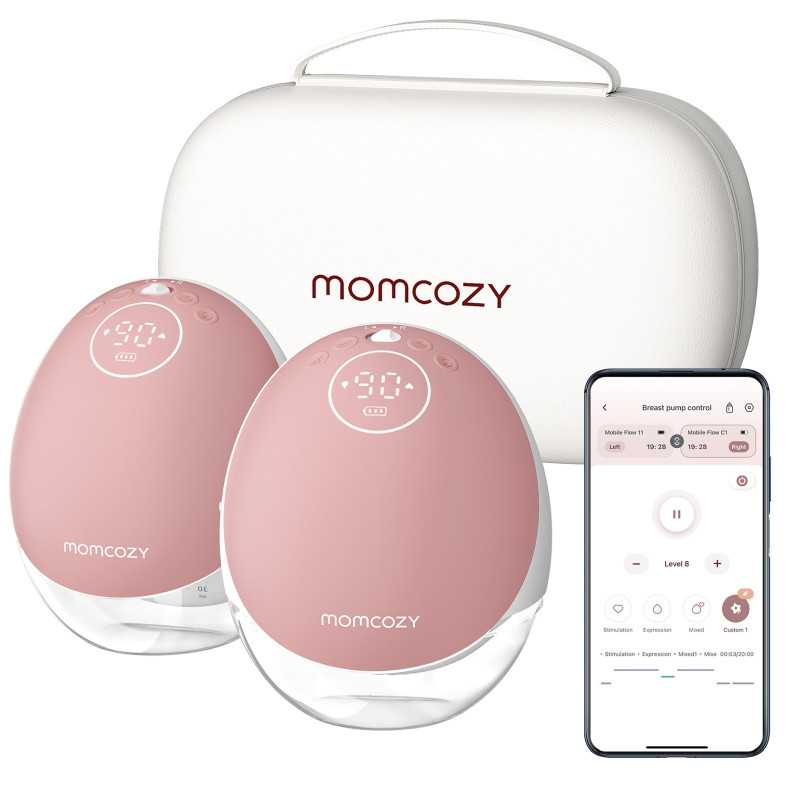 MOMCOZY M9 HANDS-FREE BREAST PUMP RED DOUBLE PACKS, BP223