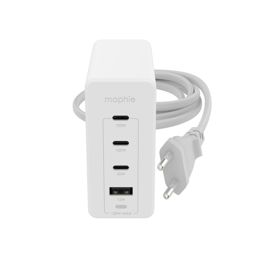 MOPHIE WALL ADAPTER HUB PD 3XUSB-C 1XUSB-A 120W GAN WHITE