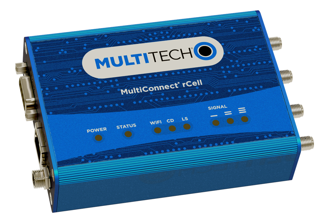 MultiTech · MultiConnect® rCell 100 Series · LTE Cat 4 Router mit Fallback und Wi-Fi/BT/GPS mit EU/UK Accessory Kit (Europa) · MTR-LEU7-B10-EU-GB