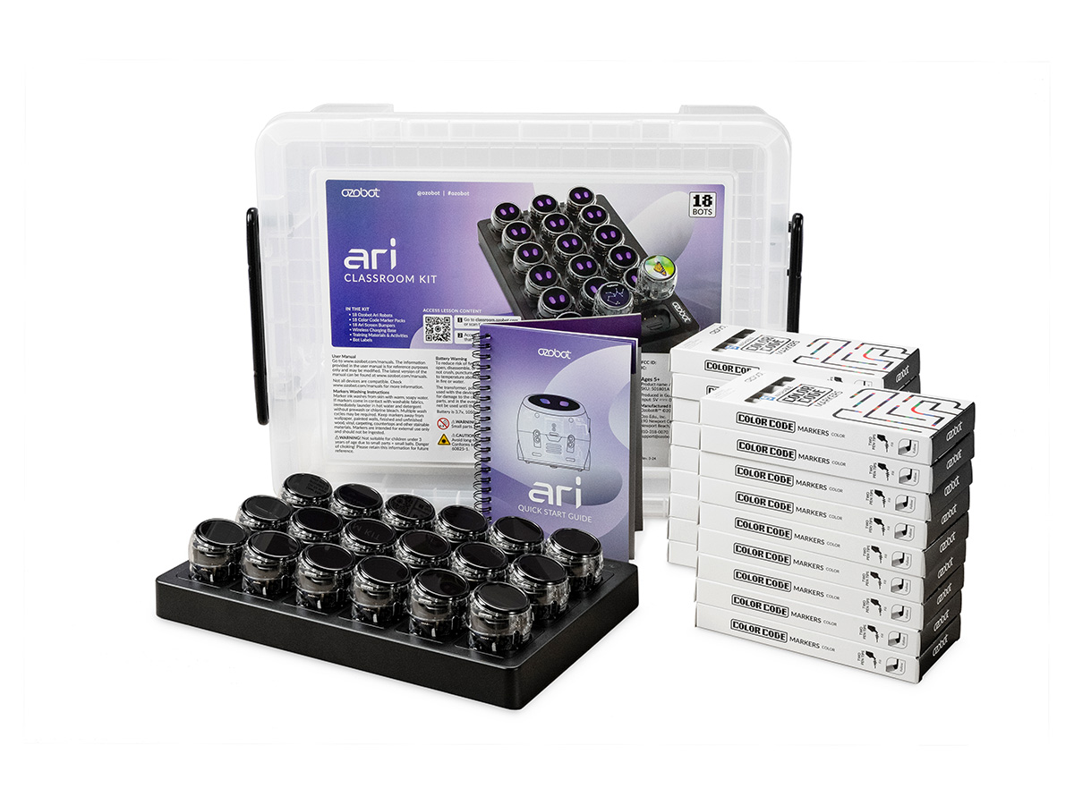 Ozobot MINT Coding Roboter Schulset \"Ari Classroom Kit 18 Robots\"