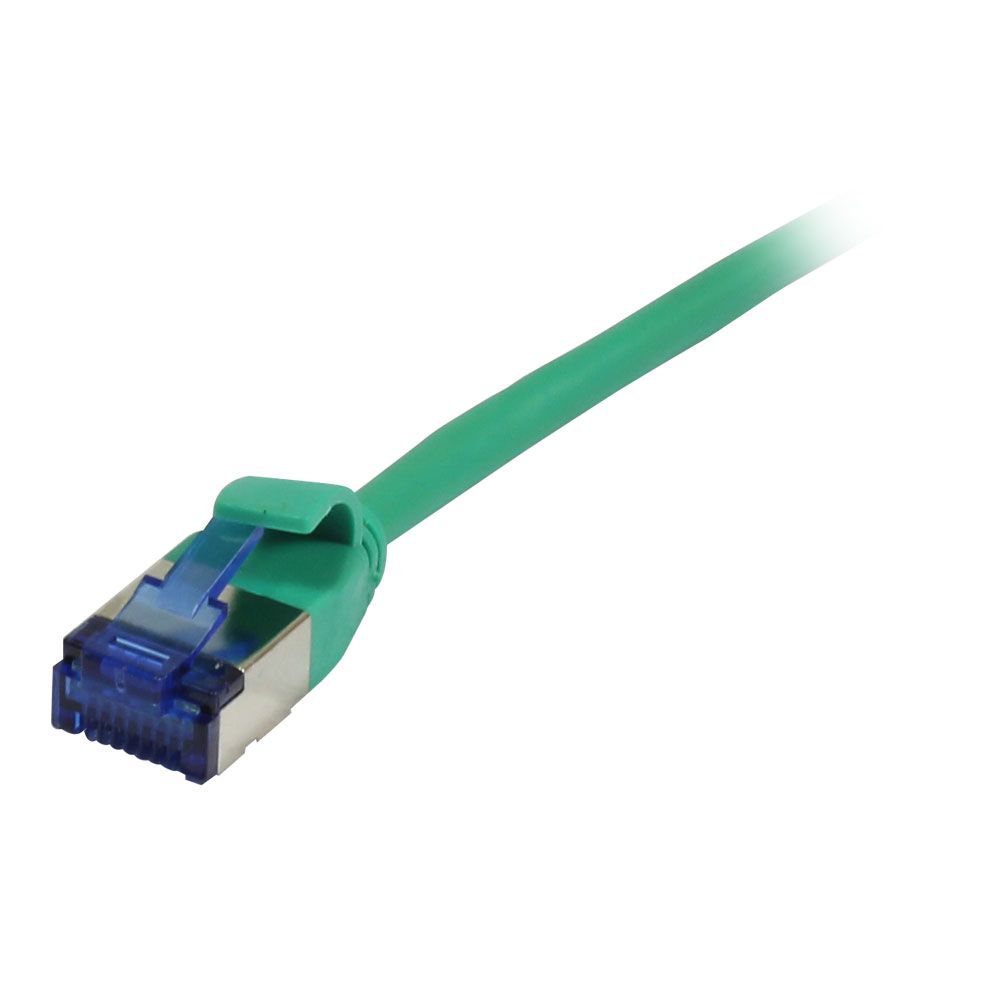 Patch cable RJ45, CAT6A 500Mhz, 0.25m, green, U/FTP, slimline round d=3.8mm, TPE (Superflex), AWG32, Synergy 21