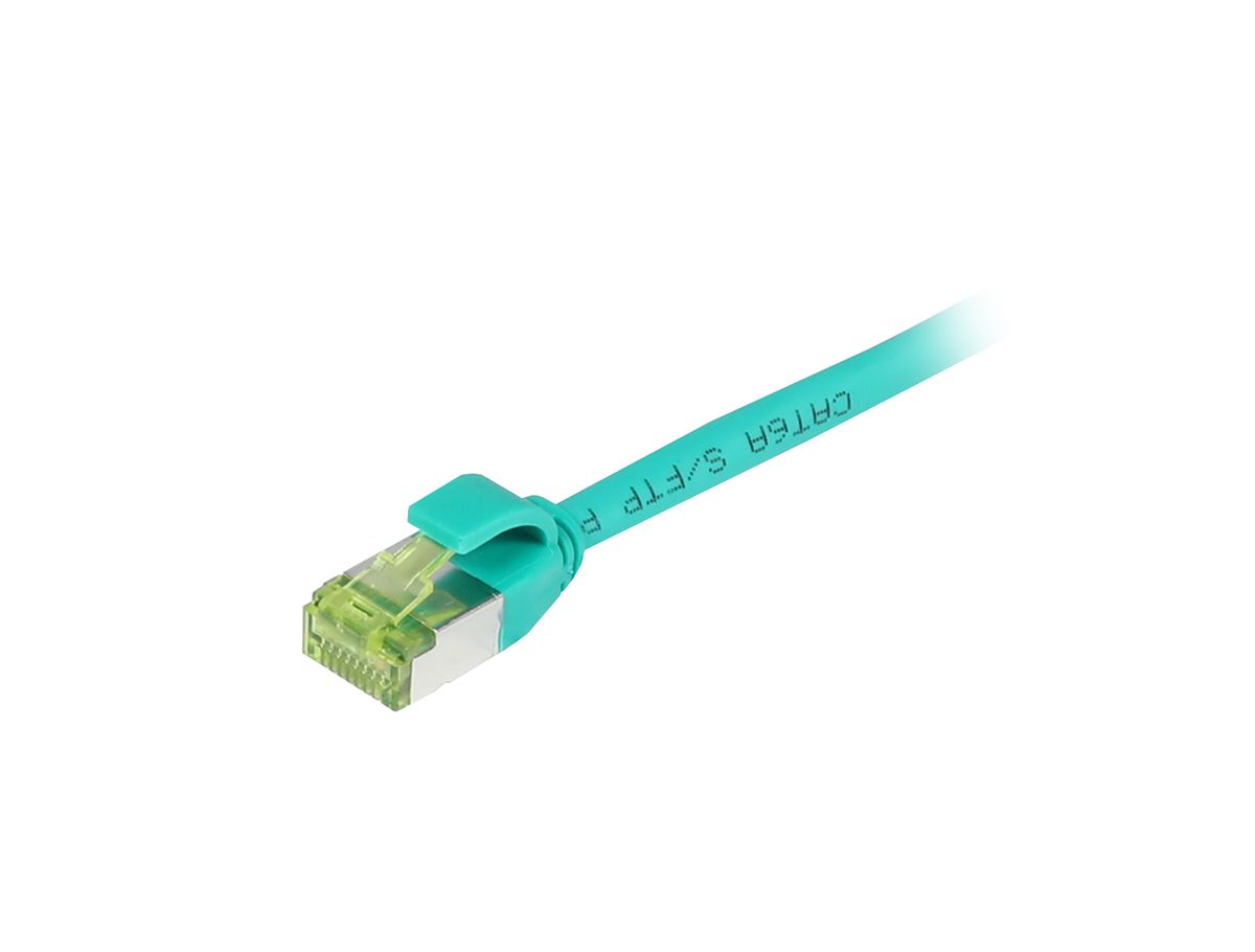 Patch cable RJ45, CAT6A 500Mhz, 0.5m, green, S-STP(S/FTP), slimline round d=4.5mm, TPE/LSZH(Superflex), AWG28, with CAT7 raw cable, Synergy 21
