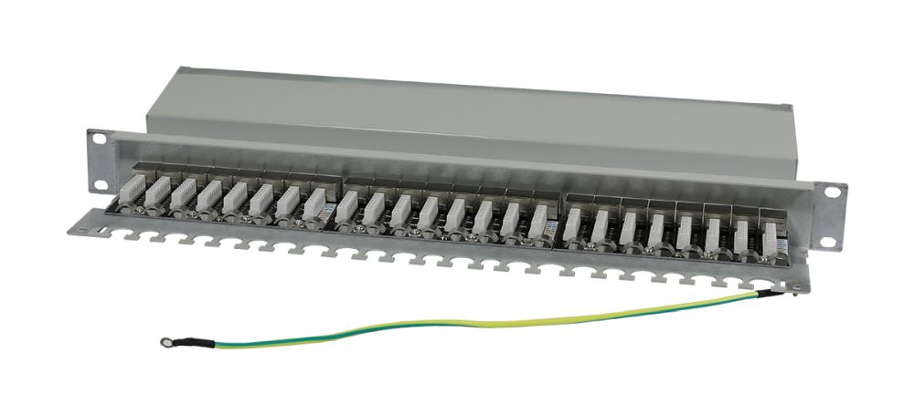 Patch Panel 24xTP CAT6A 500Mhz 19 Lichtgrau LSA Synergy 21