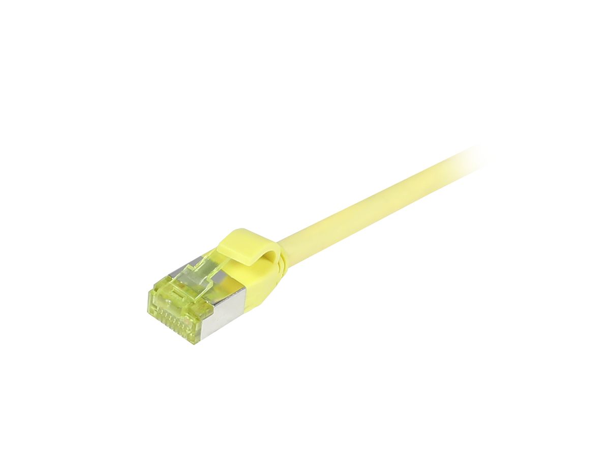 Patchkabel RJ45 CAT6A 500Mhz 015m gelb SFTP slimline rund d45mm TPELSZHSuperflex AWG28 mit CAT7 Rohkabel Synergy 21