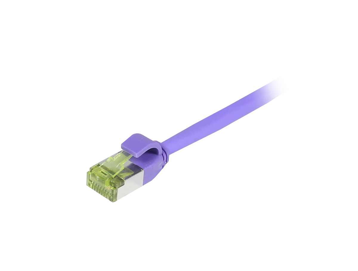 Patchkabel RJ45, CAT6A 500Mhz, 0.15m, lila, S-STP(S/FTP), slimline rund d=4,5mm, TPE/LSZH(Superflex), AWG28, mit CAT7 Rohkabel, Synergy 21