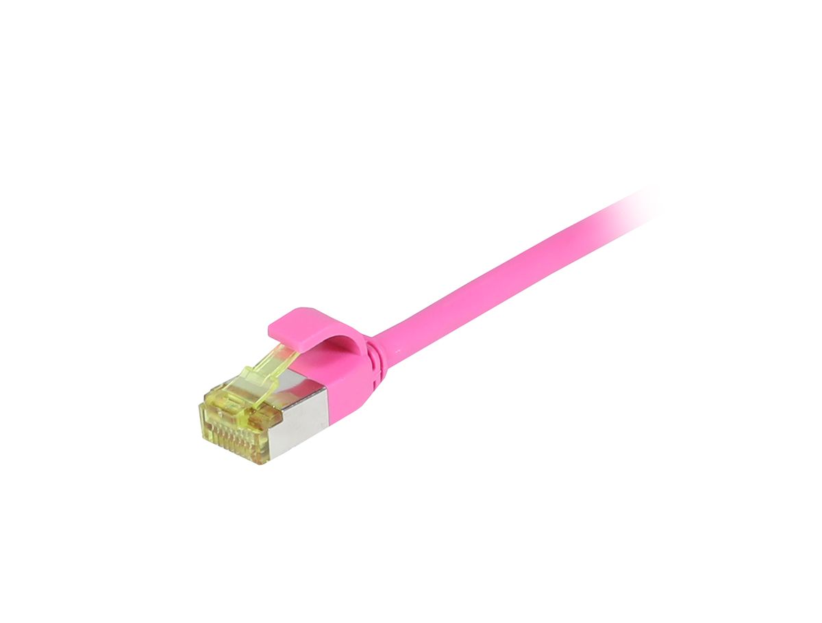 Patchkabel RJ45, CAT6A 500Mhz, 0.15m, magenta, S-STP(S/FTP), slimline rund d=4,5mm, TPE/LSZH(Superflex), AWG28, mit CAT7 Rohkabel, Synergy 21