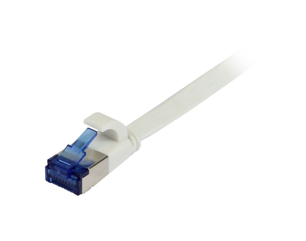 Patchkabel RJ45 CAT6A 500Mhz 015m weiss UFTP flach TPESuperflex AWG32 Synergy 21