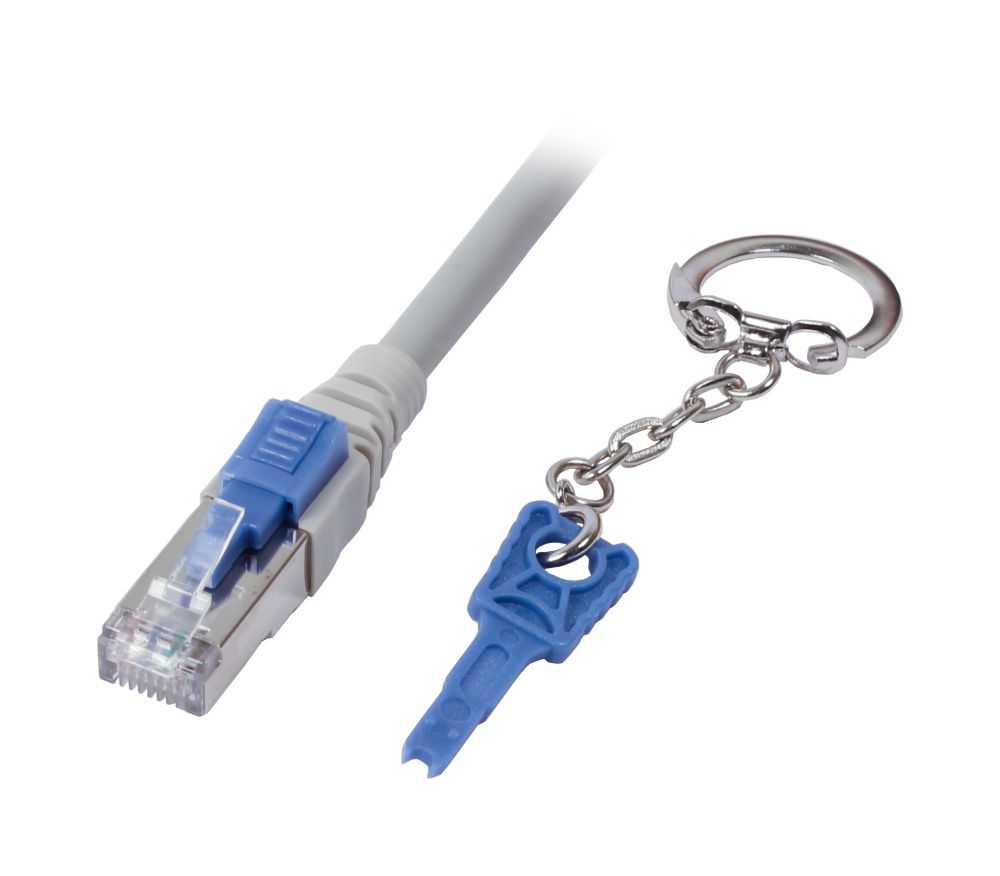 Patchkabel RJ45 CAT6A 500Mhz 025m grau SSTPSFTP mit Schloss AWG26 Synergy 21